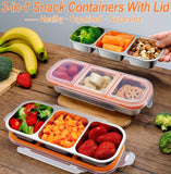 Darrahopens Home & Garden > Kitchenware > Food Storage Silver 2PCS 3-in-1 snack containers, food storage containers, snack containers with lid, compartment snack containers, portion control containers, australian food storage, BPA-free snack boxes, lunchbox containers australia