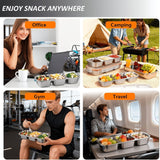Darrahopens Home & Garden > Kitchenware > Food Storage Silver 2PCS 3-in-1 snack containers, food storage containers, snack containers with lid, compartment snack containers, portion control containers, australian food storage, BPA-free snack boxes, lunchbox containers australia