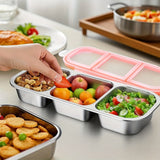 Darrahopens Home & Garden > Kitchenware > Food Storage Silver 2PCS 3-in-1 snack containers, food storage containers, snack containers with lid, compartment snack containers, portion control containers, australian food storage, BPA-free snack boxes, lunchbox containers australia