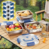 Darrahopens Home & Garden > Kitchenware > Food Storage Silver 4PCS stainless steel food storage containers,airtight containers,meal prep containers,stackable food storage,Australian kitchen,leakproof food containers,reusable lunch containers
