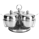Darrahopens Home & Garden > Kitchenware > Food Storage Stainless Steel Seasoning Pot Spice Salt Sugar Bowl Container with Rotating Storage Rack Lid Spoon In Australia - Darrahopens