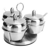Darrahopens Home & Garden > Kitchenware > Food Storage Stainless Steel Seasoning Pot Spice Salt Sugar Bowl Container with Rotating Storage Rack Lid Spoon In Australia - Darrahopens