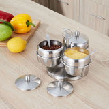 Darrahopens Home & Garden > Kitchenware > Food Storage Stainless Steel Seasoning Pot Spice Salt Sugar Bowl Container with Rotating Storage Rack Lid Spoon In Australia - Darrahopens