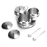Darrahopens Home & Garden > Kitchenware > Food Storage Stainless Steel Seasoning Pot Spice Salt Sugar Bowl Container with Rotating Storage Rack Lid Spoon In Australia - Darrahopens