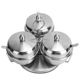 Darrahopens Home & Garden > Kitchenware > Food Storage Stainless Steel Seasoning Pot Spice Salt Sugar Bowl Container with Rotating Storage Rack Lid Spoon In Australia - Darrahopens