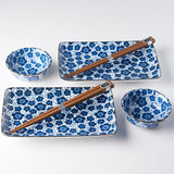 Darrahopens Home & Garden > Kitchenware > Food Storage Sushi Set for Two with Chopsticks Black Blue Plum Design