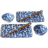 Darrahopens Home & Garden > Kitchenware > Food Storage Sushi Set for Two with Chopsticks Black Blue Plum Design