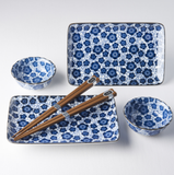 Darrahopens Home & Garden > Kitchenware > Food Storage Sushi Set for Two with Chopsticks Black Blue Plum Design