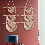 Darrahopens Home & Garden > Kitchenware > Food Storage Three-Tier Hanging Fruit and Vegetable Basket - Removable Wall Rack - Hand-Woven Beige Wall Basket - Multifunctional Kitchen Storage Rack - Fruit and Vegetable Storage - Bohemian Home Decor