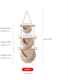 Darrahopens Home & Garden > Kitchenware > Food Storage Three-Tier Hanging Fruit and Vegetable Basket - Removable Wall Rack - Hand-Woven Beige Wall Basket - Multifunctional Kitchen Storage Rack - Fruit and Vegetable Storage - Bohemian Home Decor
