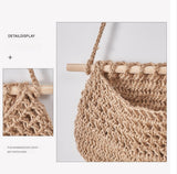Darrahopens Home & Garden > Kitchenware > Food Storage Three-Tier Hanging Fruit and Vegetable Basket - Removable Wall Rack - Hand-Woven Beige Wall Basket - Multifunctional Kitchen Storage Rack - Fruit and Vegetable Storage - Bohemian Home Decor