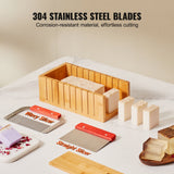 Darrahopens Home & Garden > Kitchenware > Food Storage VEVOR Soap Making Kit, Bamboo Cutting Box and Inner Box with Silicone Mold, Stainless Steel Straight Cutter and Wavy Cutter, 100 Bags and 105 Stickers, Soap Making Supplies DIY Kits for Adults