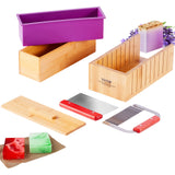 Darrahopens Home & Garden > Kitchenware > Food Storage VEVOR Soap Making Kit, Bamboo Cutting Box and Inner Box with Silicone Mold, Stainless Steel Straight Cutter and Wavy Cutter, 100 Bags and 105 Stickers, Soap Making Supplies DIY Kits for Adults
