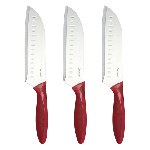 Darrahopens Home & Garden > Kitchenware > Kitchen Knives 3pc Set 17.5cm Culinare Santoku Knife Chef Cutlery Stainless Steel Kitchen Cutting