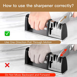Darrahopens Home & Garden > Kitchenware > Kitchen Knives 4-in-1 Knife Sharpener - With Scissor Sharpener - 3-Step Pull-Through Sharpener for Kitchen Knives - Anti-Slip & Ergonomic - Stainless Steel - Knife Sharpener