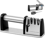 Darrahopens Home & Garden > Kitchenware > Kitchen Knives 4-in-1 Knife Sharpener - With Scissor Sharpener - 3-Step Pull-Through Sharpener for Kitchen Knives - Anti-Slip & Ergonomic - Stainless Steel - Knife Sharpener