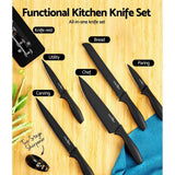 Darrahopens Home & Garden > Kitchenware > Kitchen Knives 7-Piece Kitchen Knife Set with Sharpener, Stainless Steel Non-Stick Blades