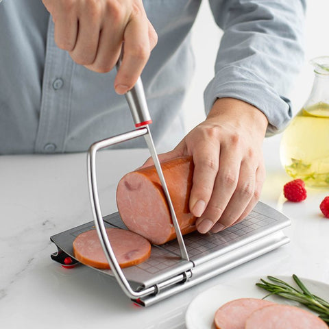 Darrahopens Home & Garden > Kitchenware > Kitchen Knives A stainless steel cheese slicer with scales-With scale