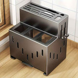 Darrahopens Home & Garden > Kitchenware > Kitchen Knives Gray kitchen knife storage rack, kitchen utensils organizer, knife holder, kitchen storage solution, high-quality kitchen rack, knife block organizer, countertop knife rack, Australian kitchen storage, kitchen tool organizer