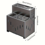 Darrahopens Home & Garden > Kitchenware > Kitchen Knives Gray kitchen knife storage rack, kitchen utensils organizer, knife holder, kitchen storage solution, high-quality kitchen rack, knife block organizer, countertop knife rack, Australian kitchen storage, kitchen tool organizer