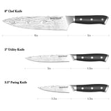 Darrahopens Home & Garden > Kitchenware > Kitchen Knives Warmot 3-Piece High Carbon Stainless Steel Cooking Knife Triple Riveted Handle with Gift Box(997-3)