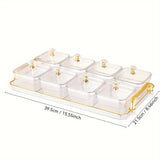 Darrahopens Home & Garden > Kitchenware > Kitchen Utensils 1-Piece 8-Compartment Snack Tray, BPA-Free Plastic Food-Grade Snack Organizer, Perfect for Nuts, Fruits, Candies, Potato Chips - Elegant Gold Decor for Home Entertainment, Party Snack Table Decoration, Party Snack Storage Box | Gold-Plated Tray