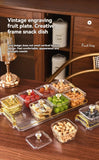 Darrahopens Home & Garden > Kitchenware > Kitchen Utensils 1-Piece 8-Compartment Snack Tray, BPA-Free Plastic Food-Grade Snack Organizer, Perfect for Nuts, Fruits, Candies, Potato Chips - Elegant Gold Decor for Home Entertainment, Party Snack Table Decoration, Party Snack Storage Box | Gold-Plated Tray