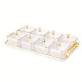 Darrahopens Home & Garden > Kitchenware > Kitchen Utensils 1-Piece 8-Compartment Snack Tray, BPA-Free Plastic Food-Grade Snack Organizer, Perfect for Nuts, Fruits, Candies, Potato Chips - Elegant Gold Decor for Home Entertainment, Party Snack Table Decoration, Party Snack Storage Box | Gold-Plated Tray