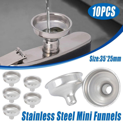 Darrahopens Home & Garden > Kitchenware > Kitchen Utensils 10 PCS Stainless Steel Small Funnel Set for Hip Flasks Camping Kitchen Use