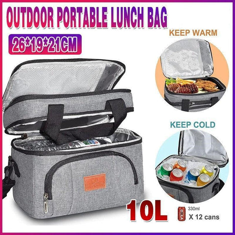 Darrahopens Home & Garden > Kitchenware > Kitchen Utensils 10L Insulated Lunch Bag Waterproof Cooler Bag with Strap for Picnic Work Travel