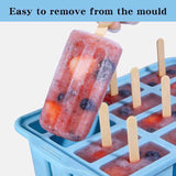 Darrahopens Home & Garden > Kitchenware > Kitchen Utensils 12-Cavity Silicone Ice Lolly Mould with 50 Wooden Sticks