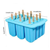 Darrahopens Home & Garden > Kitchenware > Kitchen Utensils 12-Cavity Silicone Ice Lolly Mould with 50 Wooden Sticks