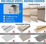 Darrahopens Home & Garden > Kitchenware > Kitchen Utensils 12 Pack No Hole Vinyl Siding Hooks, Heavy Duty Stainless Steel Siding Hangers for Outdoor Decor, Easy Install Wall Mount Clips for Lights Wreaths (Silver)