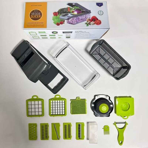 16-in-1 Vegetable Chopper (3 Blades+Square Tool)