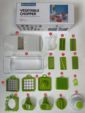 Darrahopens Home & Garden > Kitchenware > Kitchen Utensils 18-Piece White-Green Multi-Function Vegetable Chopper & Slicer Set - Rotary Grater with 5 Muti-Style Stainless Steel Blades for Home Kitchen