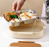 Darrahopens Home & Garden > Kitchenware > Kitchen Utensils 2 Grids 316 Stainless Steel Insulated Lunch Box with Compartments Large Capacity Bento Box with Insulated Bag