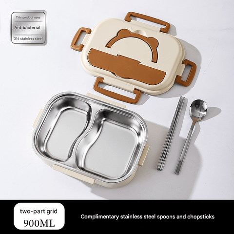 Darrahopens Home & Garden > Kitchenware > Kitchen Utensils 2 Grids 316 Stainless Steel Insulated Lunch Box with Compartments Large Capacity Bento Box with Insulated Bag