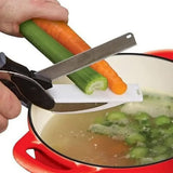Darrahopens Home & Garden > Kitchenware > Kitchen Utensils 2-in-1 Ingenious Cutter Food Chopper & Scissor for Kitchen Versatile Use - 420 Stainless Steel Blade & Cutting Board Base,  with Safety Lock