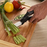 Darrahopens Home & Garden > Kitchenware > Kitchen Utensils 2-in-1 Ingenious Cutter Food Chopper & Scissor for Kitchen Versatile Use - 420 Stainless Steel Blade & Cutting Board Base,  with Safety Lock