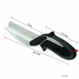 Darrahopens Home & Garden > Kitchenware > Kitchen Utensils 2-in-1 Ingenious Cutter Food Chopper & Scissor for Kitchen Versatile Use - 420 Stainless Steel Blade & Cutting Board Base,  with Safety Lock