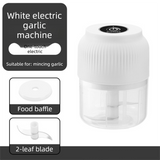 Darrahopens Home & Garden > Kitchenware > Kitchen Utensils 2-Leaf blade White Wireless Electric Garlic Chopper 300ml Portable Mini Food Processor USB Rechargeable for Baby Food and Dipping Sauce Essential Local Kitchen Tool