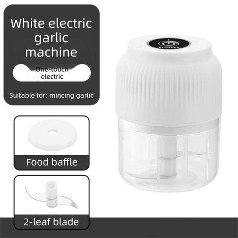 Darrahopens Home & Garden > Kitchenware > Kitchen Utensils 2-Leaf blade White Wireless Electric Garlic Chopper 300ml Portable Mini Food Processor USB Rechargeable for Baby Food and Dipping Sauce Essential Local Kitchen Tool