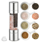Darrahopens Home & Garden > Kitchenware > Kitchen Utensils 2 Pack 2-in-1 Stainless Steel Manual Spice Grinder Dual Head Salt and Pepper Mill with Adjustable Coarseness for Australian BBQ Kitchen and Travel