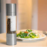 Darrahopens Home & Garden > Kitchenware > Kitchen Utensils 2 Pack 2-in-1 Stainless Steel Manual Spice Grinder Dual Head Salt and Pepper Mill with Adjustable Coarseness for Australian BBQ Kitchen and Travel
