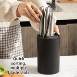Darrahopens Home & Garden > Kitchenware > Kitchen Utensils 2-Pack Matte Black Modern Multi-Slot Knife Block with Secure Wave Insert & Drainage - Space-Saving and Smooth Withdrawal, Preventing Fallout Design