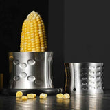 2-Pack Premium Stainless Steel Manual Corn Thresher Peeler and Cob Cutter with Safe Hidden Dual-Head Serrated Blades & Non-Slip Grip, Round & Triangle Model