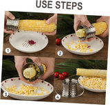 2-Pack Premium Stainless Steel Manual Corn Thresher Peeler and Cob Cutter with Safe Hidden Dual-Head Serrated Blades & Non-Slip Grip, Round & Triangle Model