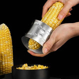 2-Pack Premium Stainless Steel Manual Corn Thresher Peeler and Cob Cutter with Safe Hidden Dual-Head Serrated Blades & Non-Slip Grip, Round & Triangle Model