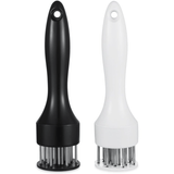 Darrahopens Home & Garden > Kitchenware > Kitchen Utensils 2-Pack Stainless Steel Meat Tenderizer, 2.5cm Needle Pricker with Safety Guard & Automatic Rebound, for Steak, Pork, Chicken, BBQ & Marinade - White + Black