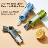 Darrahopens Home & Garden > Kitchenware > Kitchen Utensils 2-Packs 3-in-1 Blue Portable & Compact U-Shape Deeply-Cleaning Brush - Multi-Functional Gap Scrubber for Lids, Mugs, and Baby Bottles